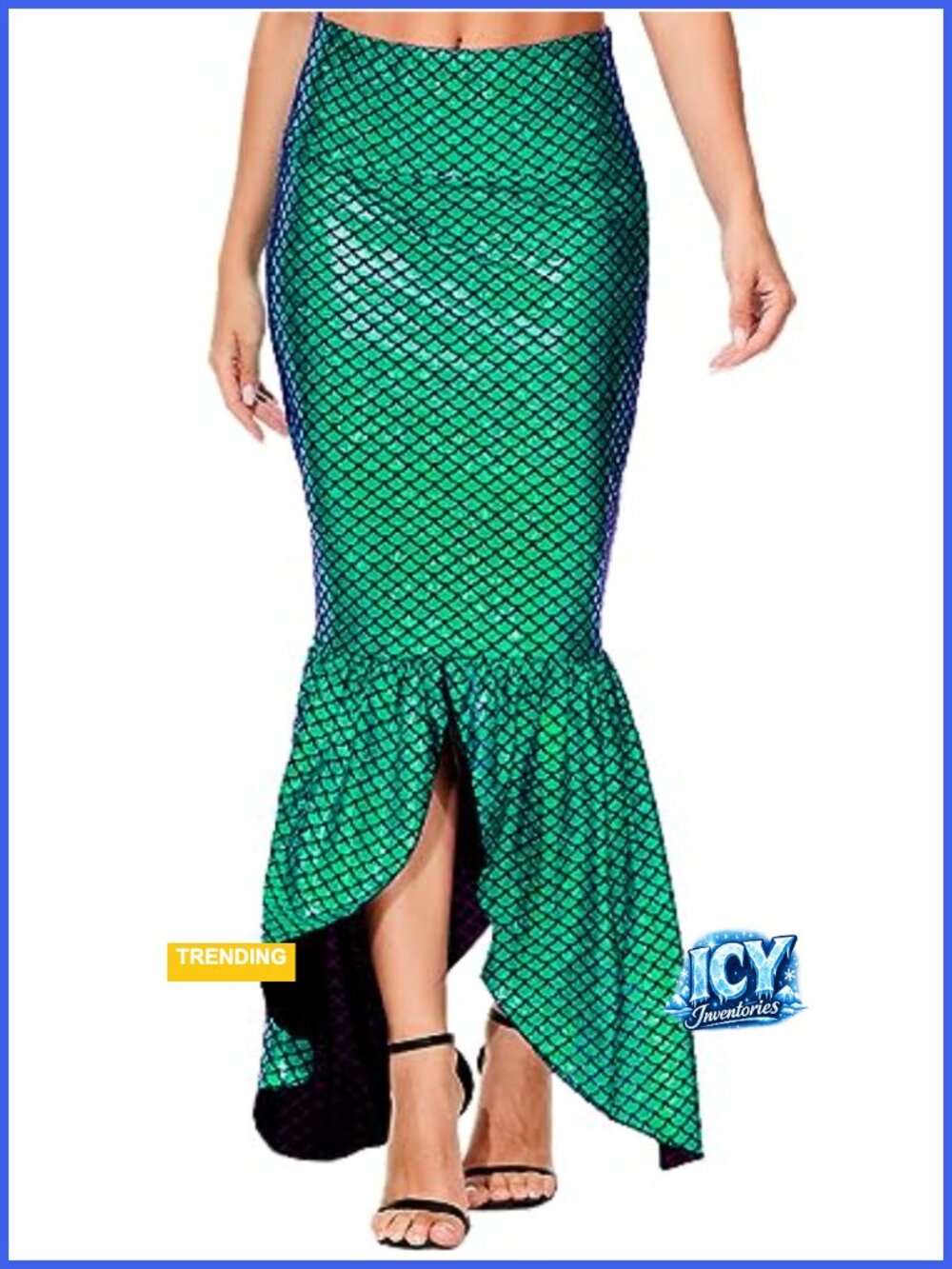 Sequin Mermaid Skirt Costume Maxi Cosplay Halloween Shiny Fish Tail